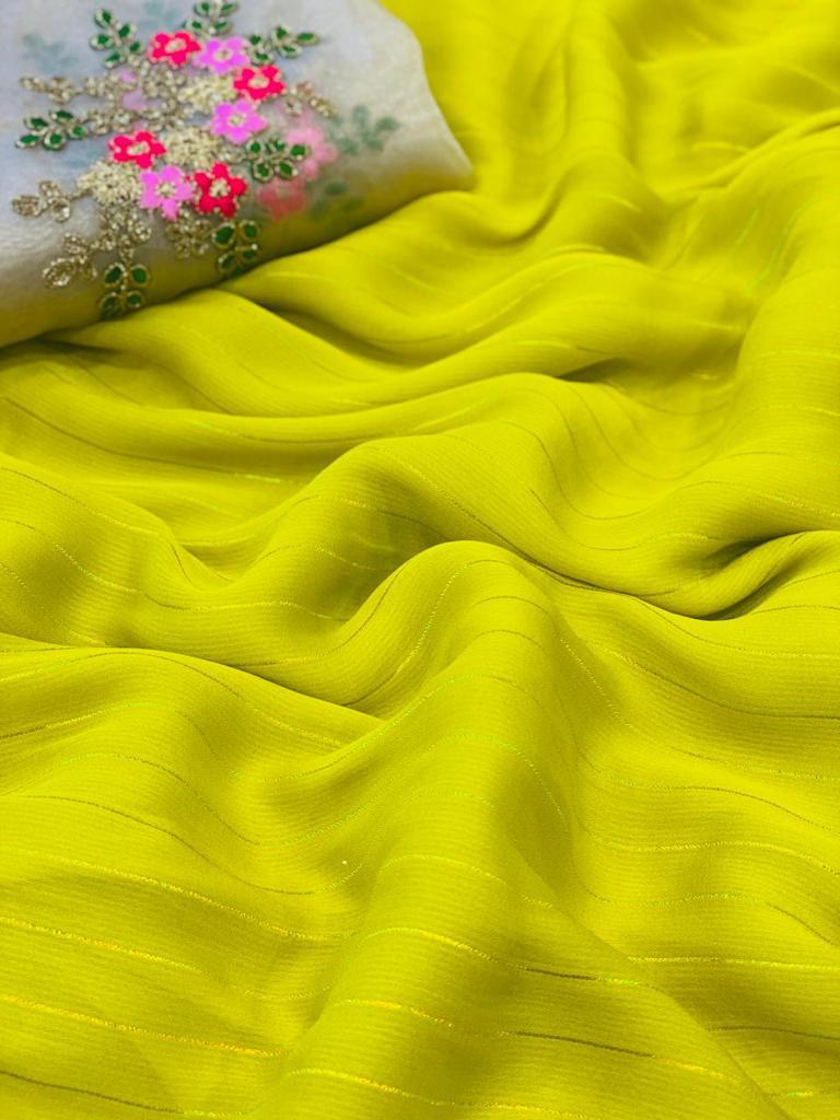 Daily Wear Chiffon Shimmer Zari Saree