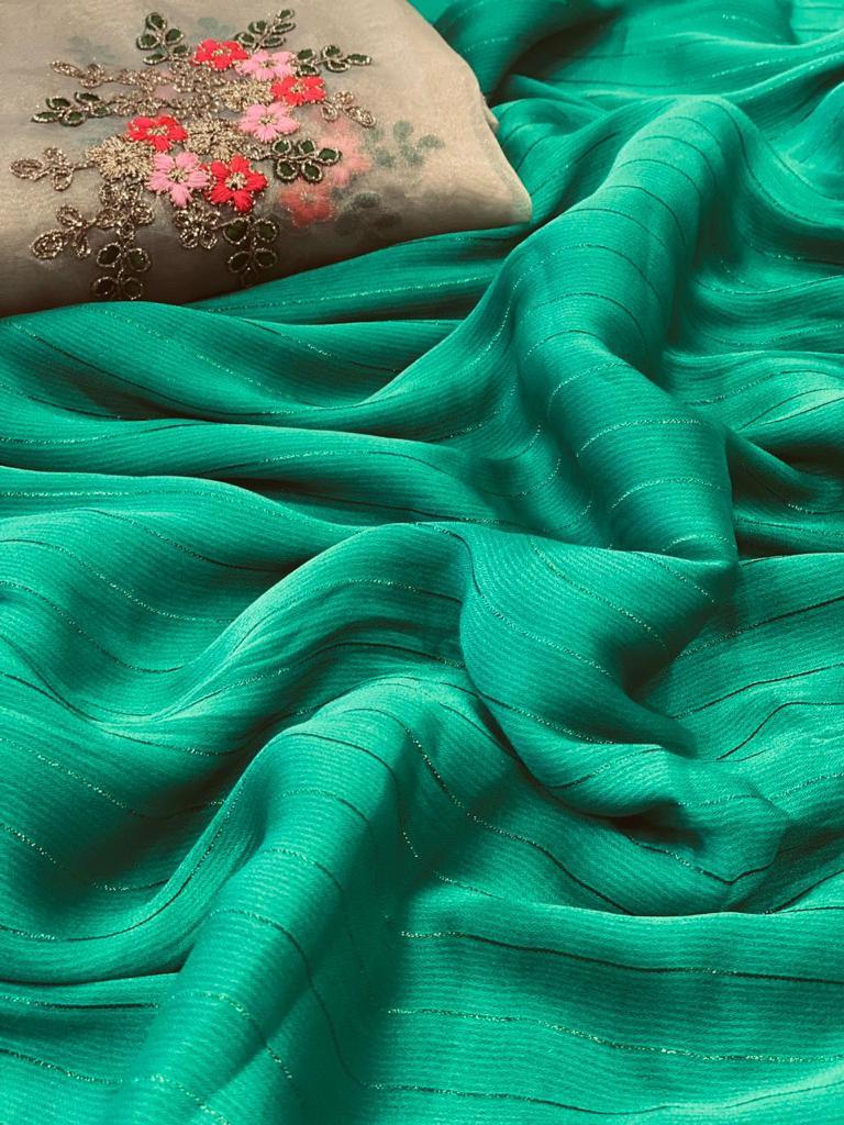 Daily Wear Chiffon Shimmer Zari Saree