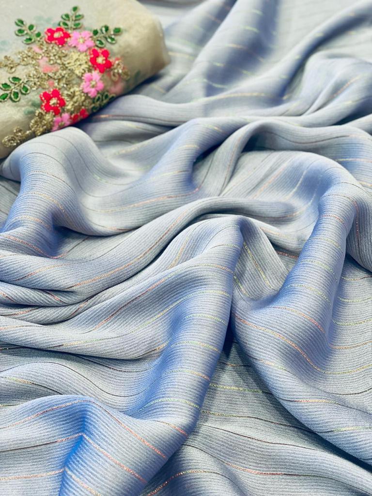 Daily Wear Chiffon Shimmer Zari Saree