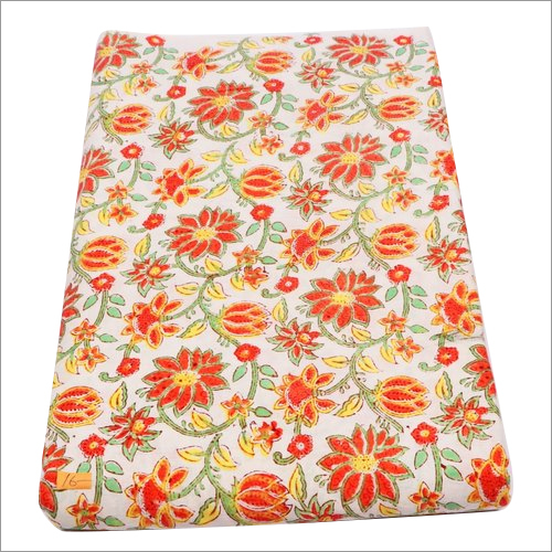 Hand Block Print Fabric With Cotton Malmal Print