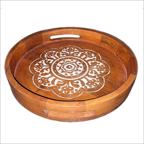 Wooden Carved Tray - Polished Wood, Various Sizes Available | Aesthetic Home Decoration Accessory, Impact & Climate Resistant Design
