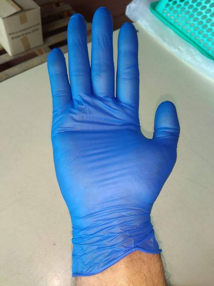 Nitrile Hand Gloves - Full Size, Highly Elastic Blue Nitrile, Knit Wrist, Powder Free, Washable, Suitable For Medical And Daily Use