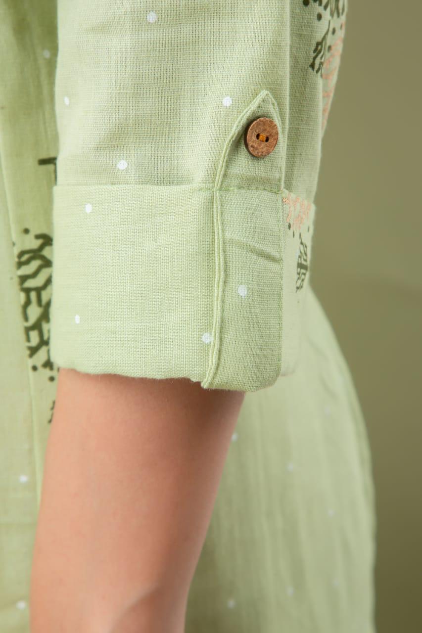 Cotton Kurti - Printed Design In Green | Bollywood Style For Casual Wear Across All Seasons