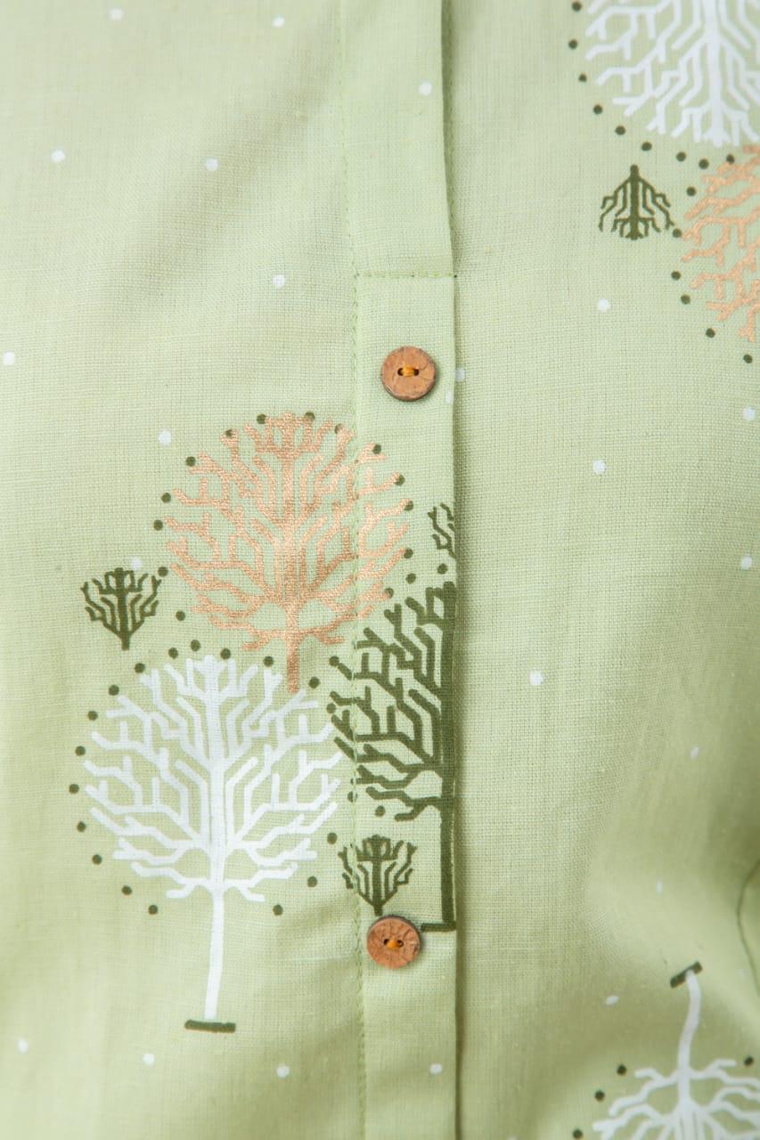 Cotton Kurti - Printed Design In Green | Bollywood Style For Casual Wear Across All Seasons