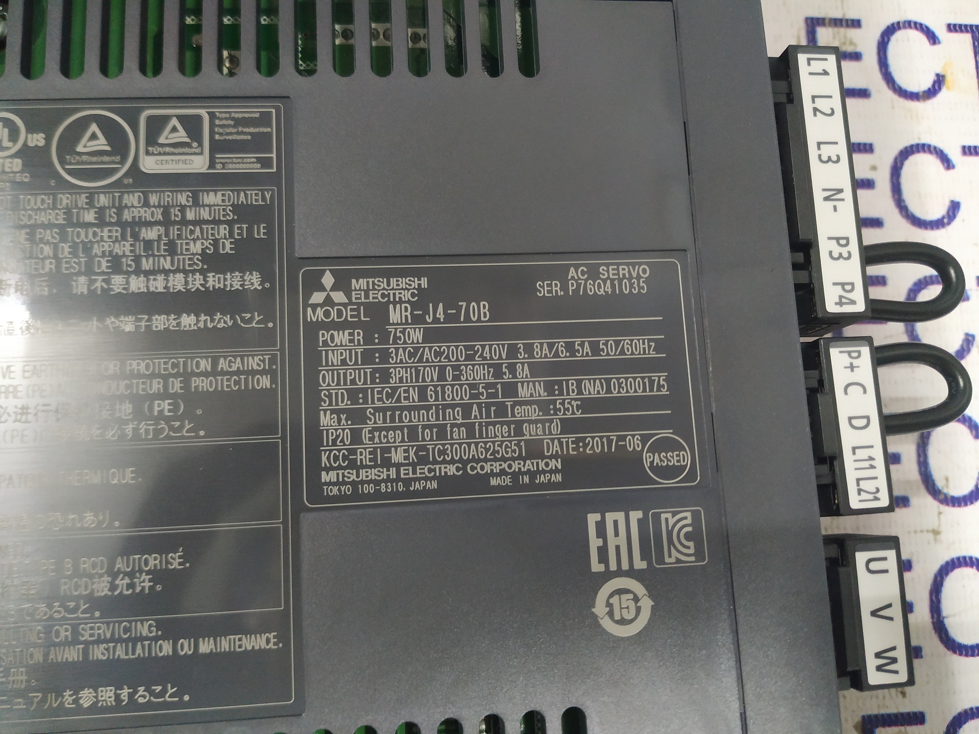 Mitsubishi Ac Servo Drive Mr-j4-70b