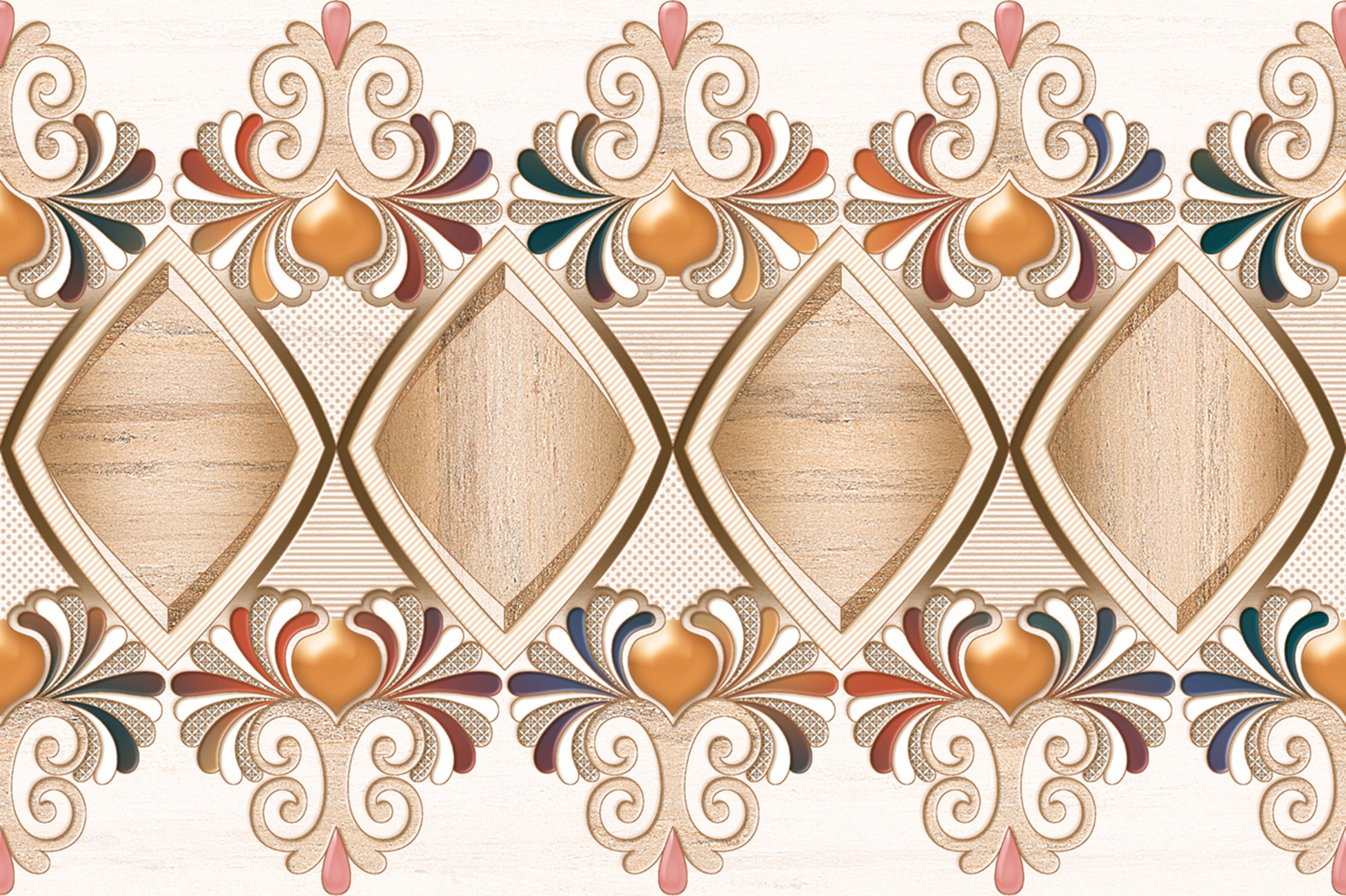 Multi Color 15014 Glossy Ceramic Wall Tiles 300x450mm