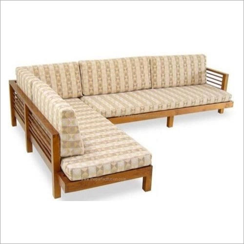 Wood L Shaped Wooden Sofa Set