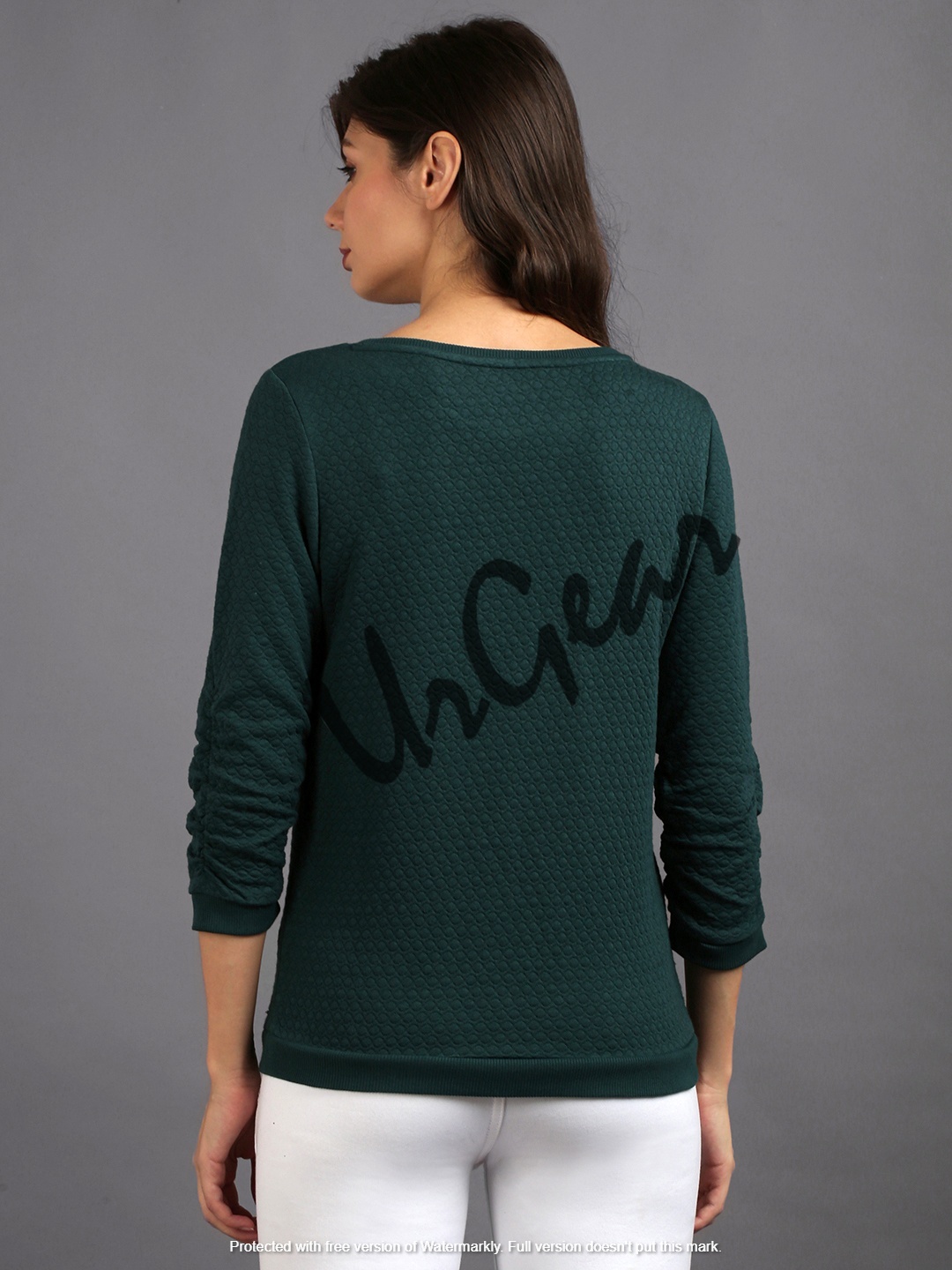 Trendy Women Round Neck Sweatshirt - 100% Combed Cotton, Various Sizes L To Xxxl, Green Color, Embroidered Decoration | Breathable, No Fade, Washable, Full Sleeves, Ideal For Winter
