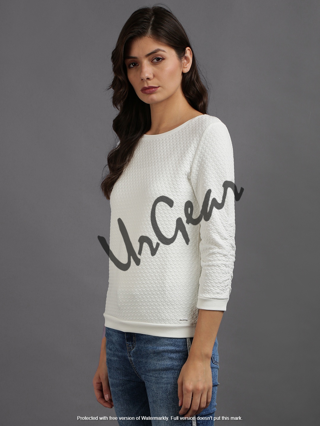 Trendy Women Round Neck Sweatshirt - 100% Combed Cotton & Fleece, Sizes S-xxxl, White Color, Full Sleeves, Embroidered Design, Breathable & Washable Features