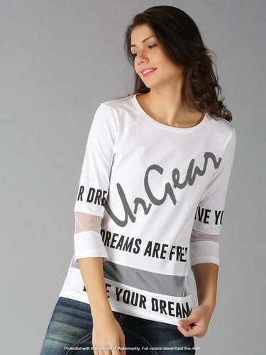 White Womens Round Neck T-Shirt