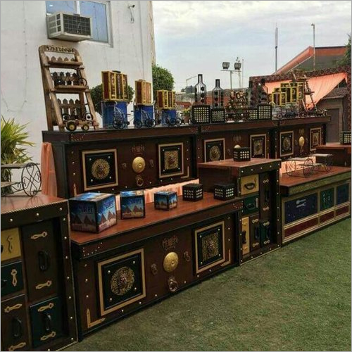 पॉलिश 30 इंच टीक वुड कैटरिंग काउंटर