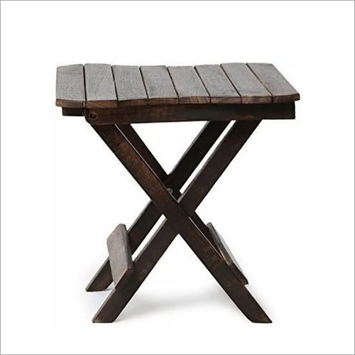 Wooden Folding Stool - Teak Wood, Polished Finish, Brown Color | Durable Design for Easy Storage and Versatile Usage