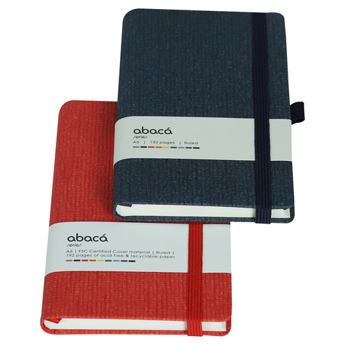 Features Include An Elastic Band Closure Comma Abaca - A6 Size - Hard Bound Notebook (Red)