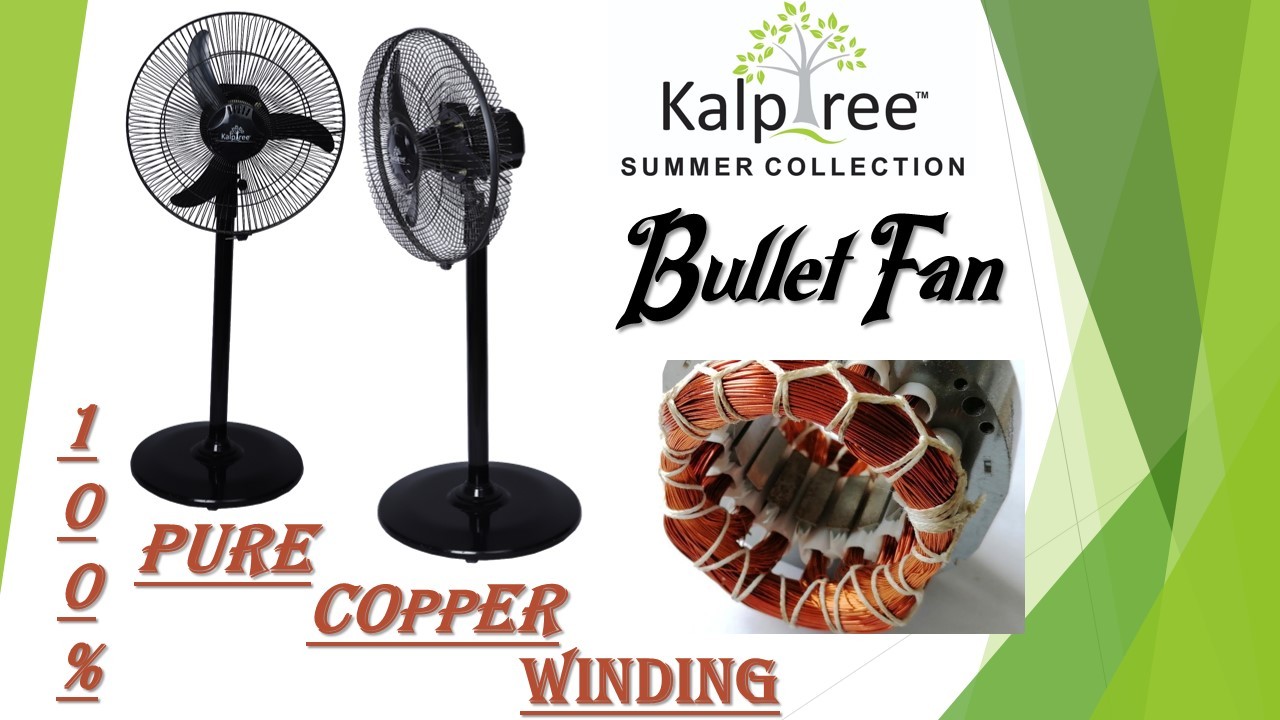 Kalptree Bullet Fan - 3 Blades, 136 Watt Power | Wall Mounted, Brown Color, 1 Year Warranty