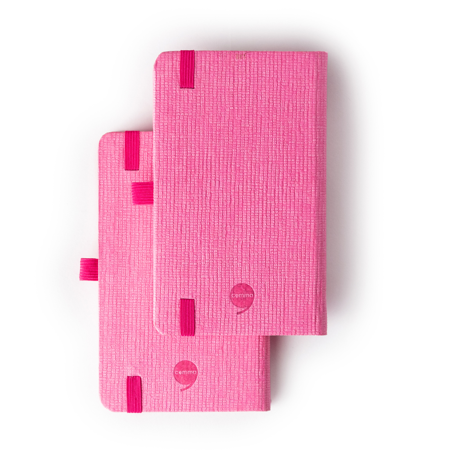 Features Include An Elastic Band Closure Comma Abaca - A6 Size - Hard Bound Notebook (Pink And Pink)