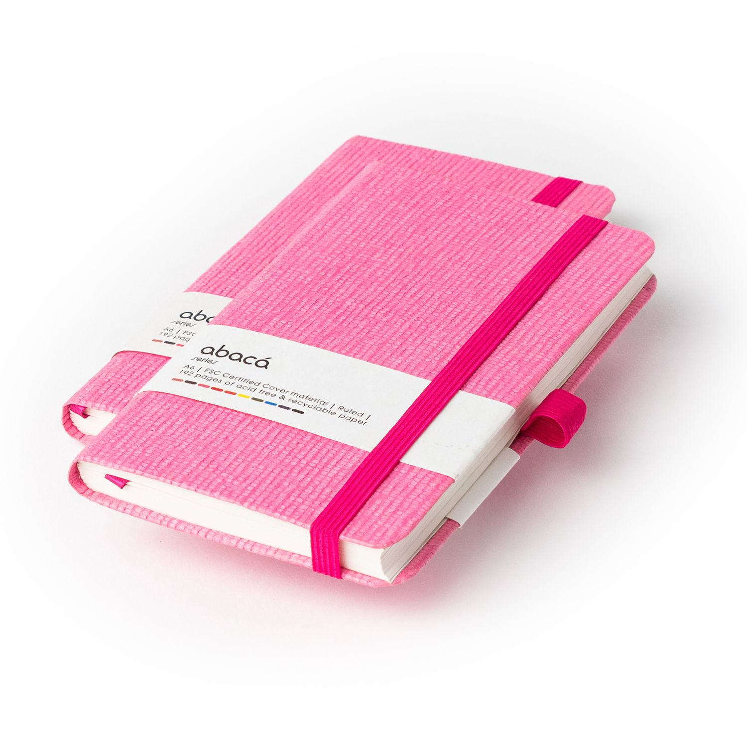 Features Include An Elastic Band Closure Comma Abaca - A6 Size - Hard Bound Notebook (Pink And Pink)