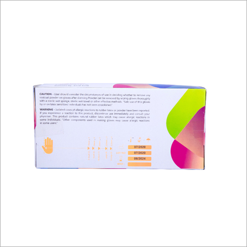 280 Mm Non Sterile Ambidextrous Examination Gloves - Latex, 6.5 Inches, White And Blue Color | Rubber Material, Plain Pattern, Box Of 100 Pieces