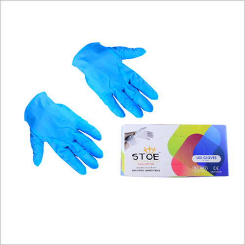 280 Mm Non Sterile Ambidextrous Examination Gloves - Latex, 6.5 Inches, White And Blue Color | Rubber Material, Plain Pattern, Box Of 100 Pieces