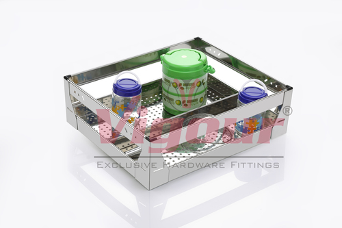 Vigour S.S Partition Basket - Custom Size, Stainless Steel Material | Versatile Kitchen Storage Solution, Smooth Finish, Functional Shape