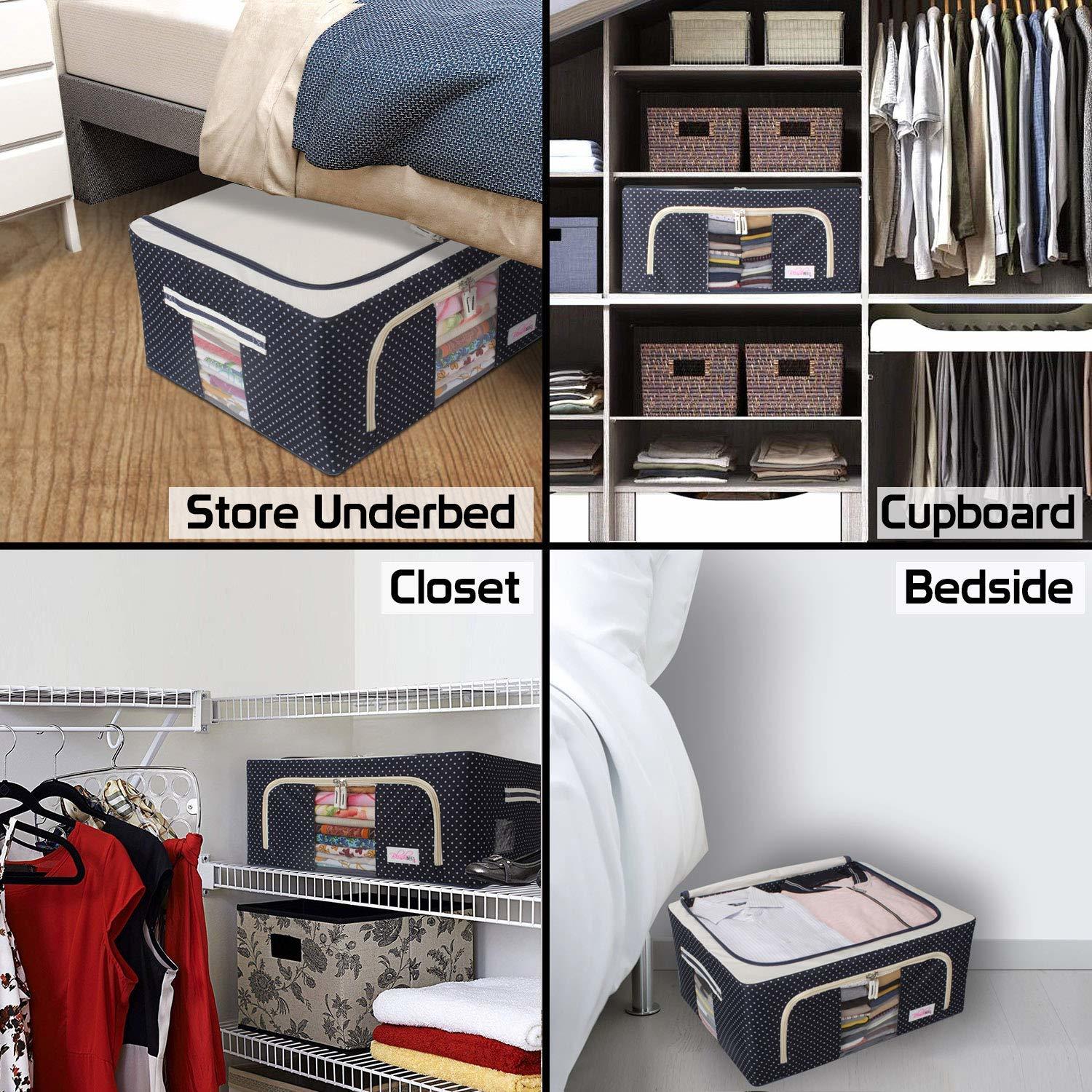 Assorted Storage Container Foldable Storage Boxes For Clothes, Saree Cover Bags - 66 Litre
