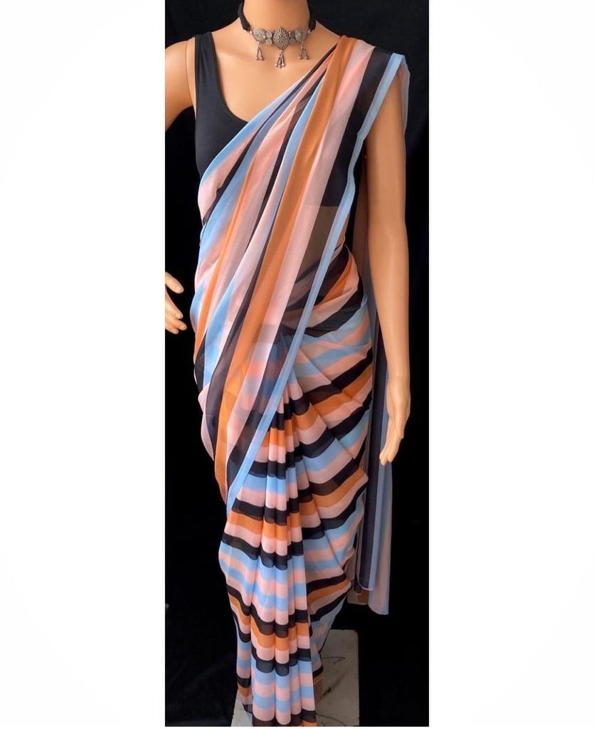 Pure Georgette Saree - Soft Georgette Fabric, Vibrant Heavy Print With Bangalori Silk Blouse | Perfect For All Seasons, Ideal Party Wear