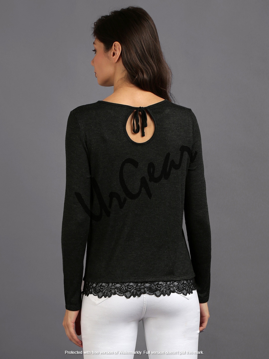 Women Black Laced Solid Top Decoration Material: Cloths