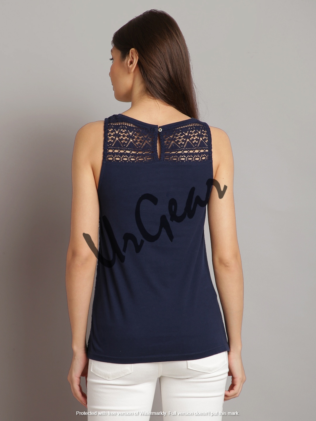 Womens Trendy Round Neck Tank Top - 100% Combed Cotton, Sizes S-xxxl, Navy Color, Breathable & Washable, Bio-washed Softness, Sleeveless Design