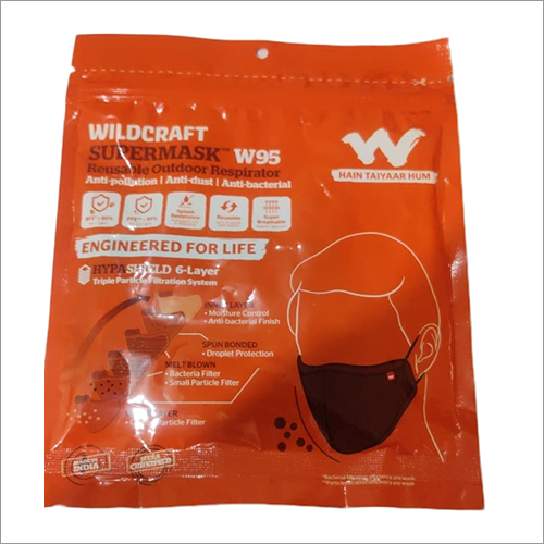 WILDCRAFT W95 Face Mask - Cotton, Available in Large, Medium, Small Sizes, Black Color - 6-Layers, Tear Resistance, Breathable Design, Unisex
