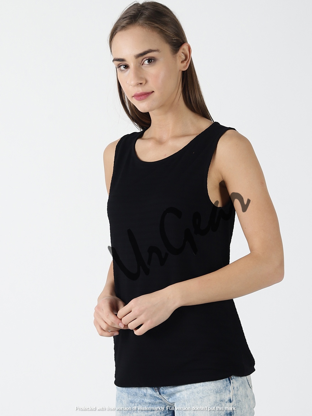Womens Trendy Round Neck Tank Top - 100% Combed Cotton, Sizes S-l, Color Black, Wash Care: Regular/machine Wash | Breathable, No Fade, Soft Bio-washed Fabric