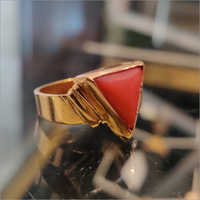 इतालवी लाल मूंगा के साथ 22k सोने की अंगूठी