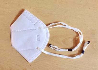 White N 95 Face Mask With Hot Air Cotton And Adjustable Headloop - 5 Layer