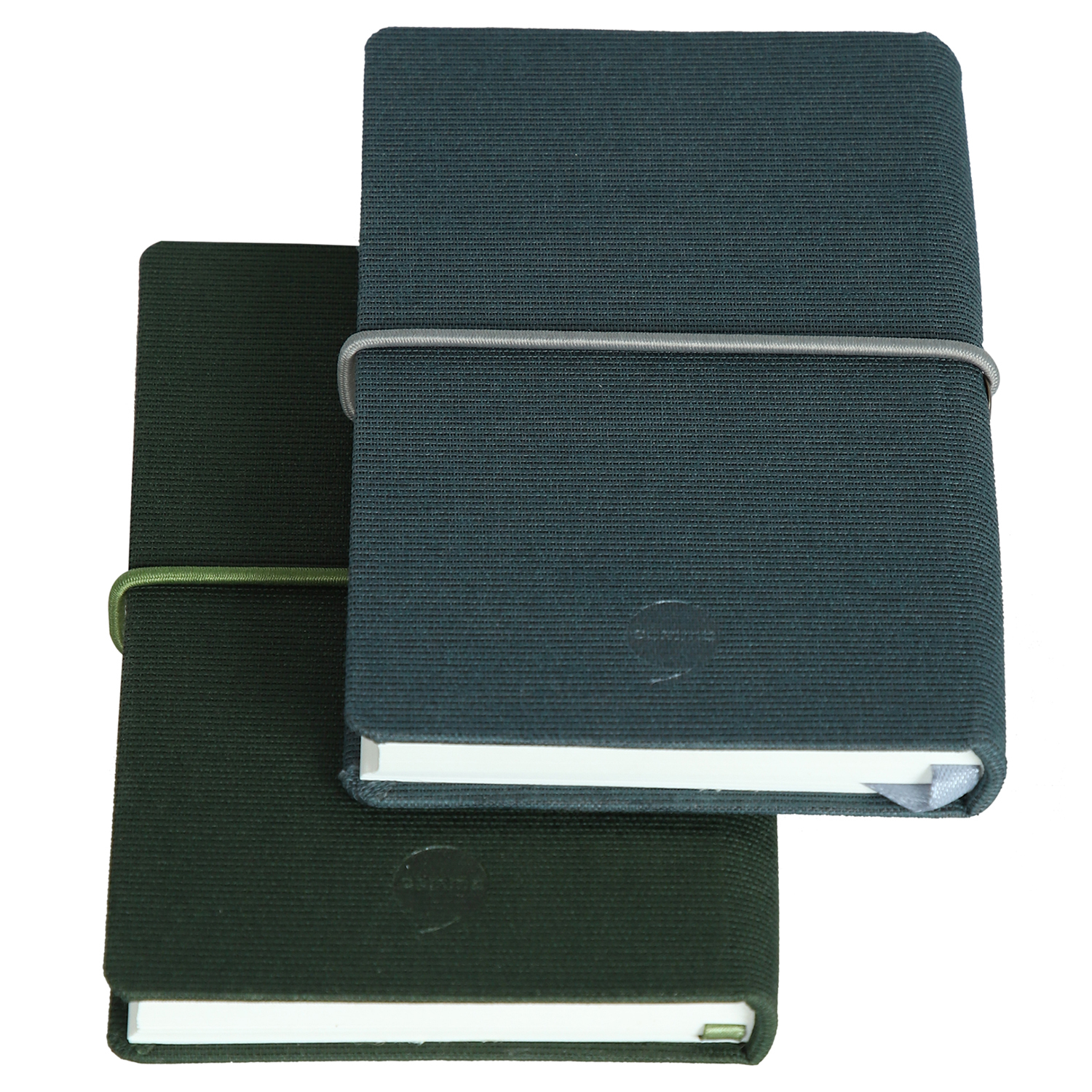 Features Include An Elastic Band Closure Comma Regina - A6 Size - Hard Bound Notebook (Dark Green And Grey)