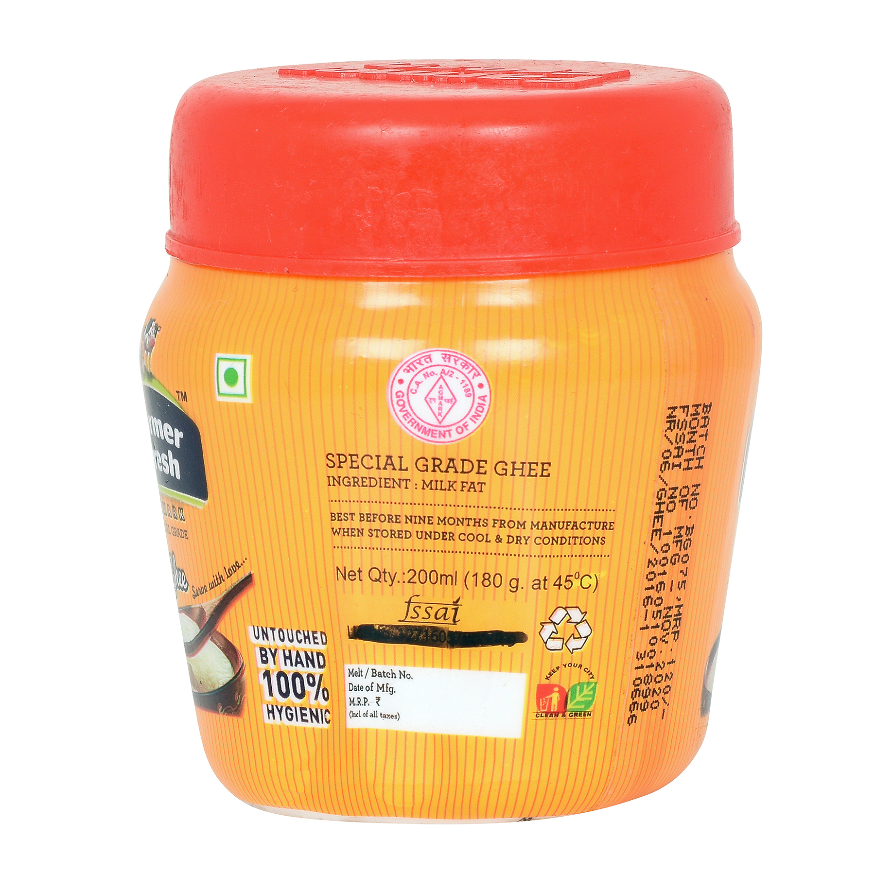 Farmer Fresh Ghee - 200 Grams Bottle | Yellow Clarified Butter Rich Flavor No Preservatives Ideal For Culinary Dishes And Sweets