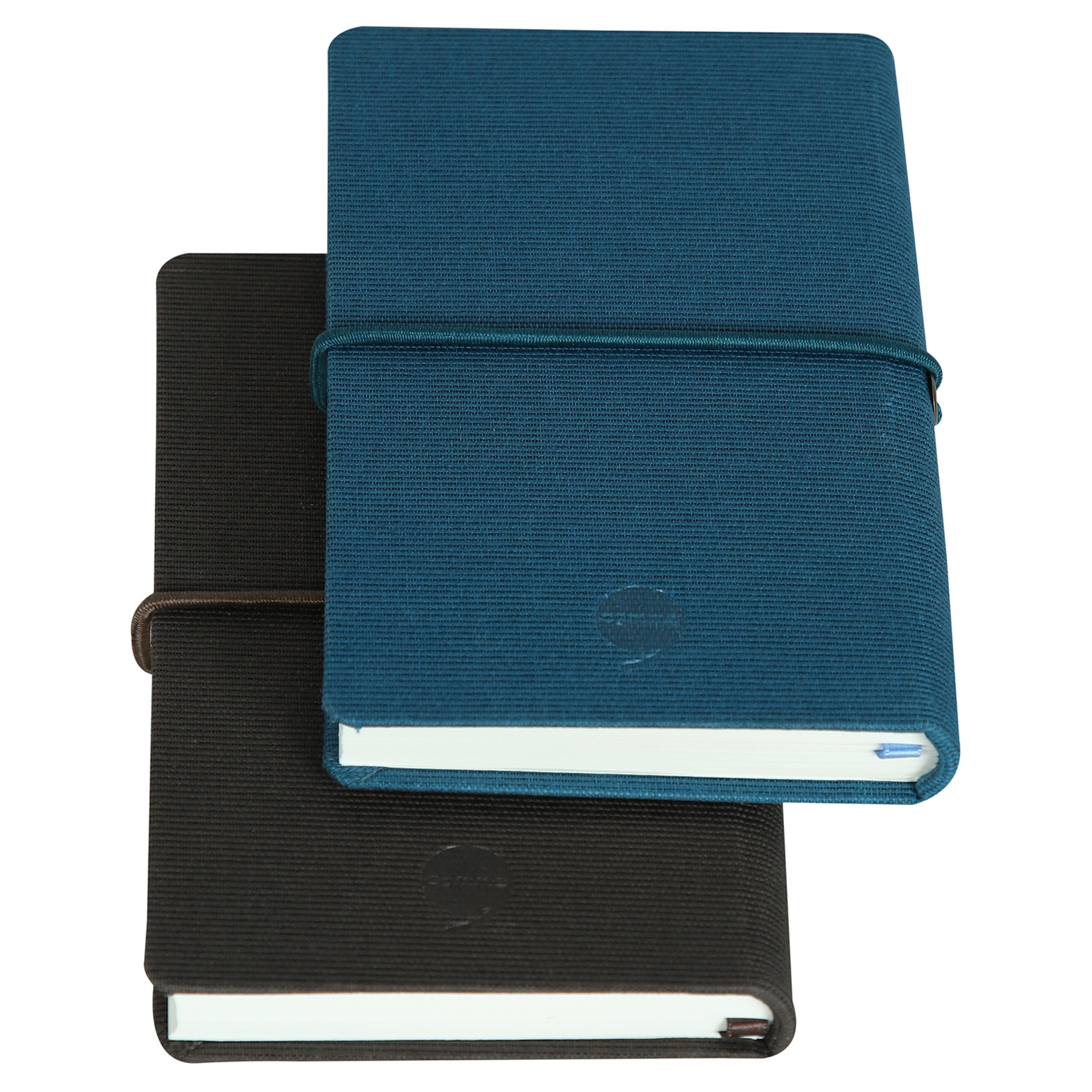 Features Include An Elastic Band Closure Comma Regina - A6 Size - Hard Bound Notebook (Brown And Peacock Blue))