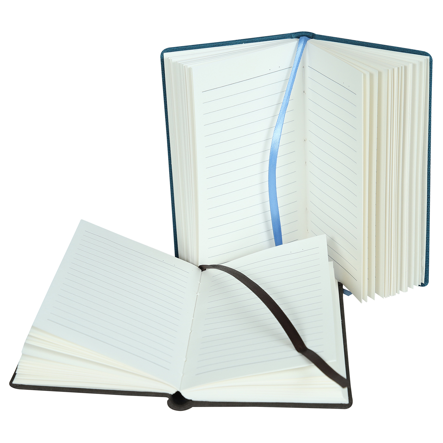 Features Include An Elastic Band Closure Comma Regina - A6 Size - Hard Bound Notebook (Brown And Peacock Blue))