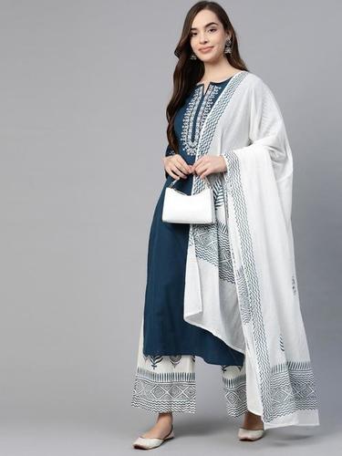 Blue N White Cotton Suit