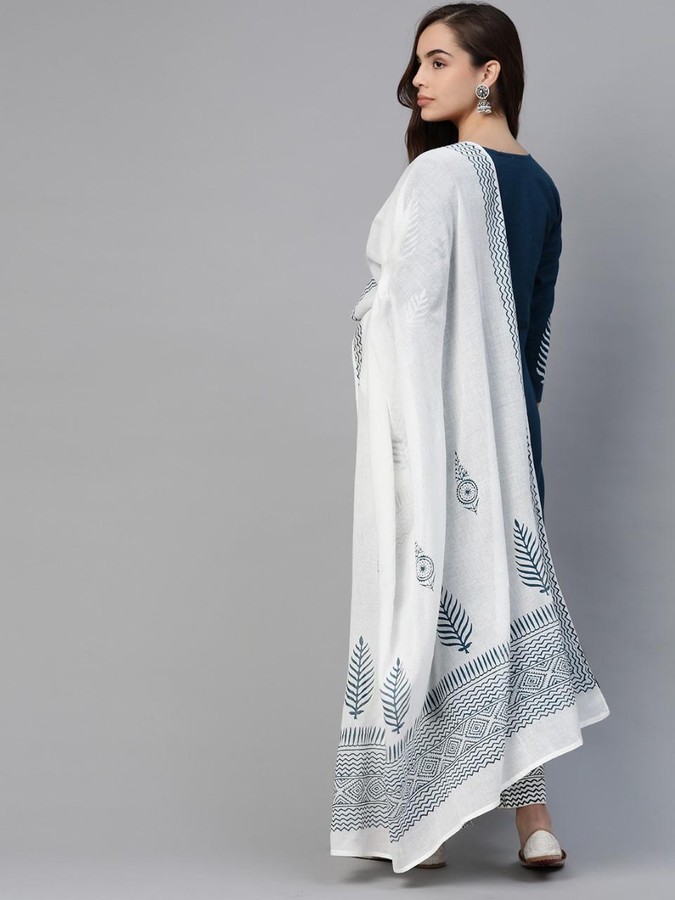 Blue N White Cotton Suit
