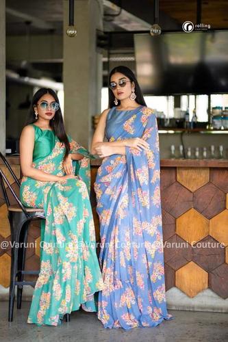 पार्टी वियर रफ़ल साड़ी