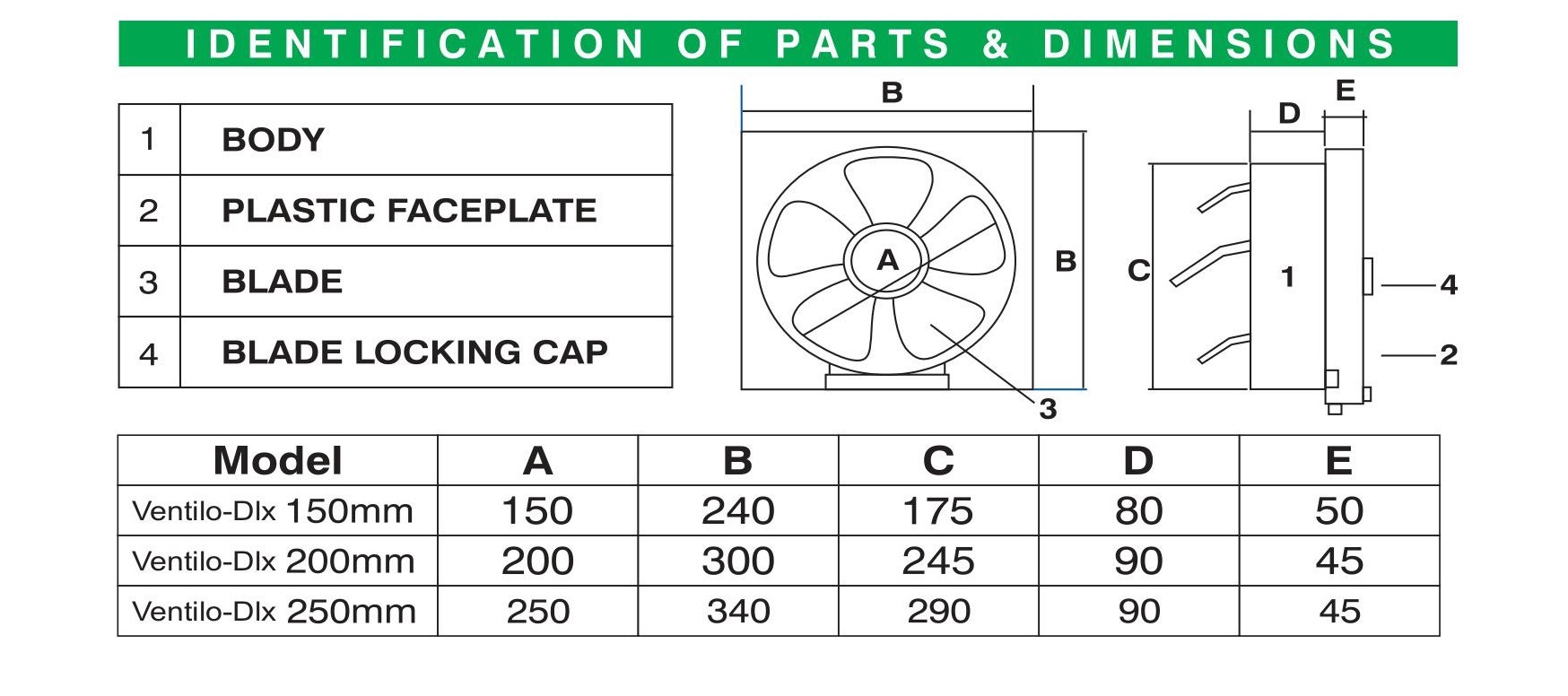 White Ventilation Fan - 150mm - Ventilo-dlx