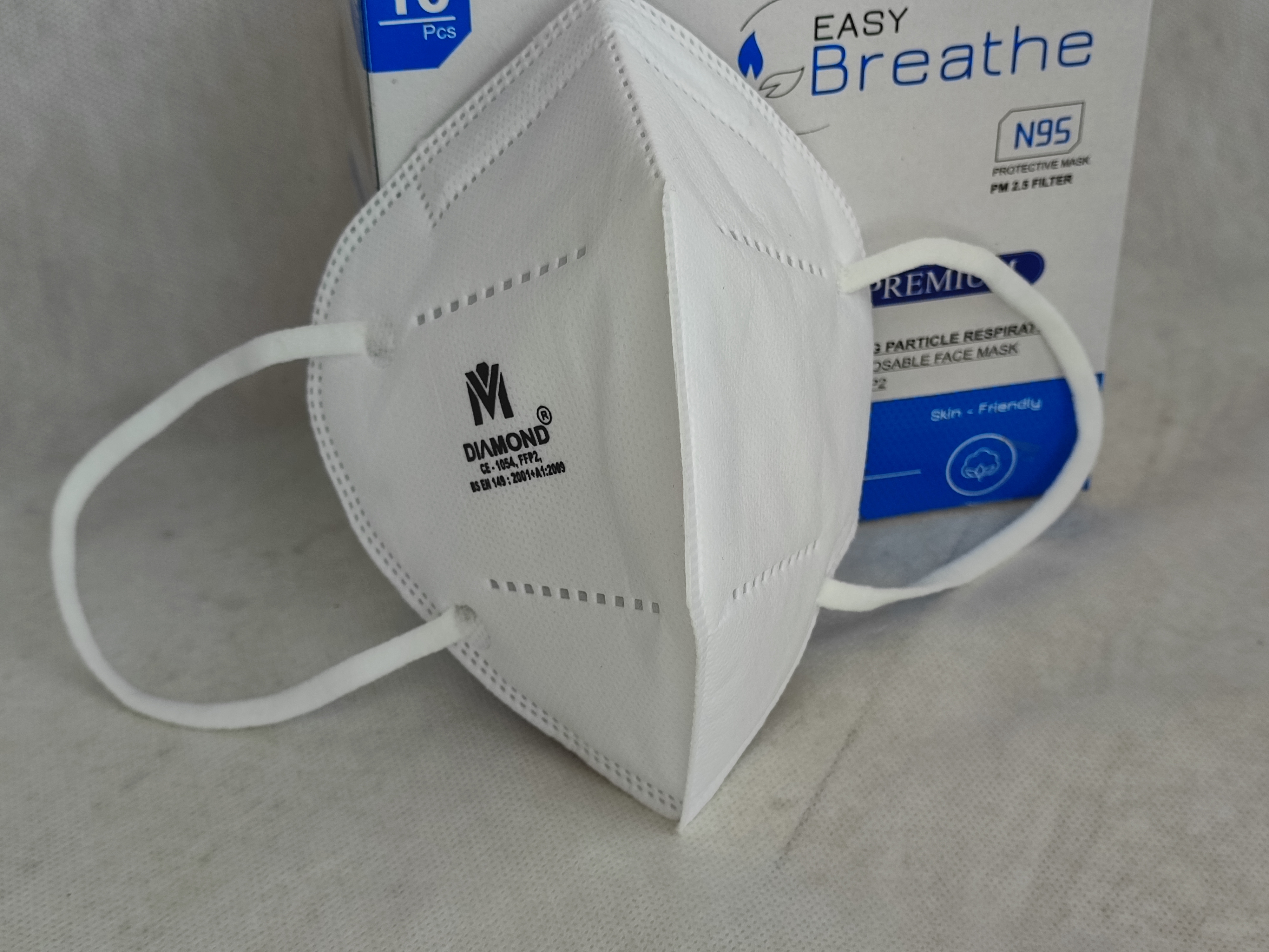 N95 Face Mask - Ffp2 Folding Particle Respirator, 15x10cm, Grey/white | Disposable, Ear Loop/head Hanging, Non-woven, Oval Shape