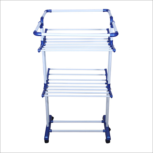 MS Powder Coated Pipe Cloth Drying Stand - Customized King Size, Blue Eco-Friendly Stainless Steel & Mild Steel Design, Weighs 7-12 Kg