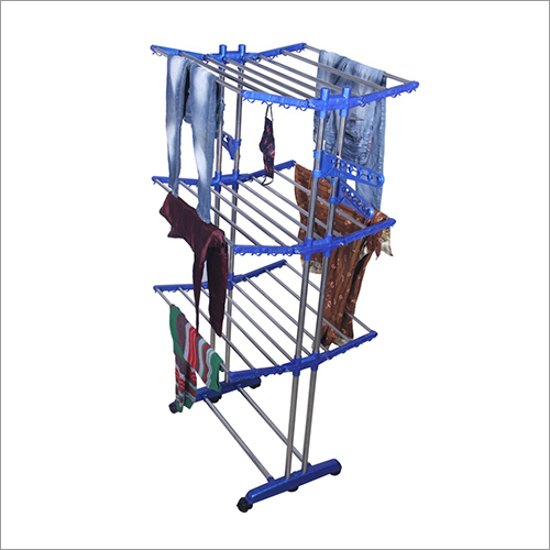 Jumbo Platinum SS Pipe - Customized Size, Blue Eco-Friendly Design | Stainless Steel & Mild Steel, 2 Layer King Size Cloth Drying Stand for Household Use
