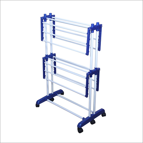 Blue Ms Powder Coated Pipe 2 Layer Cloth Drying Stand