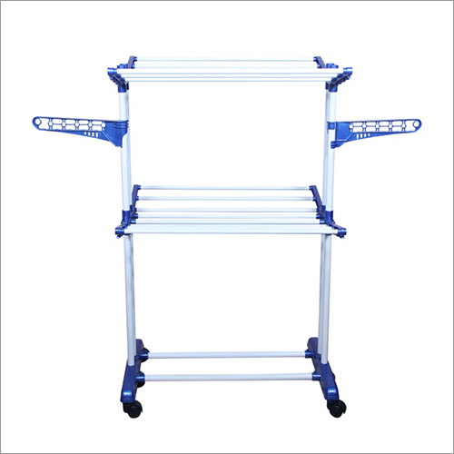 Blue Ms Powder Coated Pipe 2 Layer Cloth Drying Stand