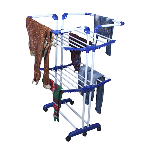 Ms Powder Coated Pipe Cloth Drying Stand - Customized King Size, Blue Eco-friendly Stainless Steel & Mild Steel Design, Weighs 7-12 Kg