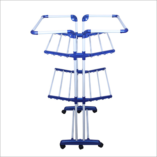 Ms Powder Coated Pipe Cloth Drying Stand - Customized King Size, Blue Eco-friendly Stainless Steel & Mild Steel Design, Weighs 7-12 Kg