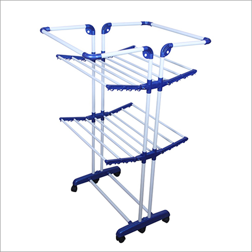 Ms Powder Coated Pipe Cloth Drying Stand - Customized King Size, Blue Eco-friendly Stainless Steel & Mild Steel Design, Weighs 7-12 Kg