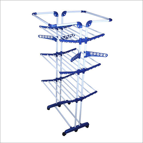 Blue Jumbo Platinum Ms Powder Coated Pipe 2 Layer King Size Cloth Drying Stand