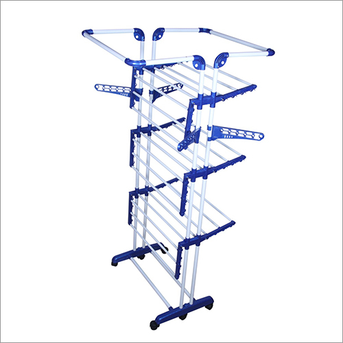 Blue Jumbo Platinum Ms Powder Coated Pipe 2 Layer King Size Cloth Drying Stand