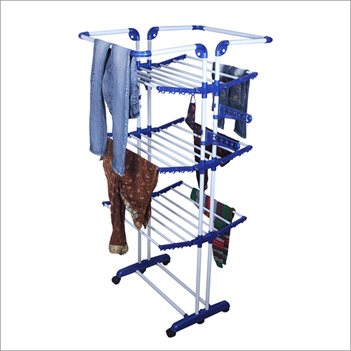 Blue Jumbo Platinum Ms Powder Coated Pipe 2 Layer King Size Cloth Drying Stand